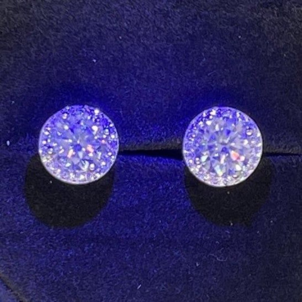 New GRA Certified Moissanite Diamond Halo Earrings Beautiful S925 Fine Jewelry